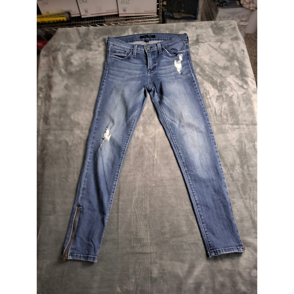 Flying Monkey Distressed Skinny Jeans Blue Ankle Zip Medium Wash Womens Size 26